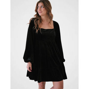 NWT Lucy Paris Velvet Babydoll Dress in Black (XS and S)